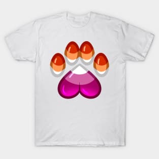 LGBTQ+ Pride Heart Paws - Lesbian T-Shirt